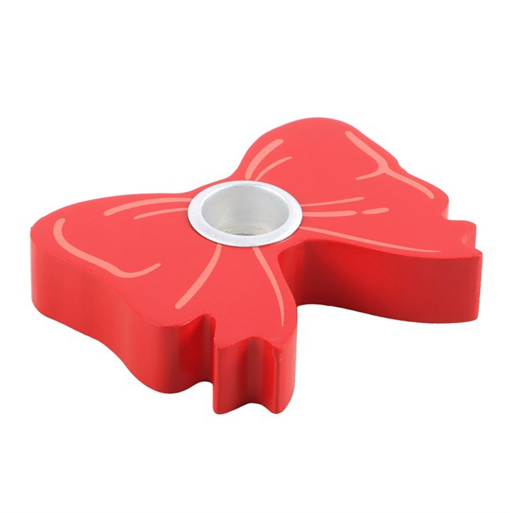 Red Bow Taper Candle Holder