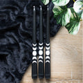 Set of 3 Black Magic Moon Phase Taper Candles
