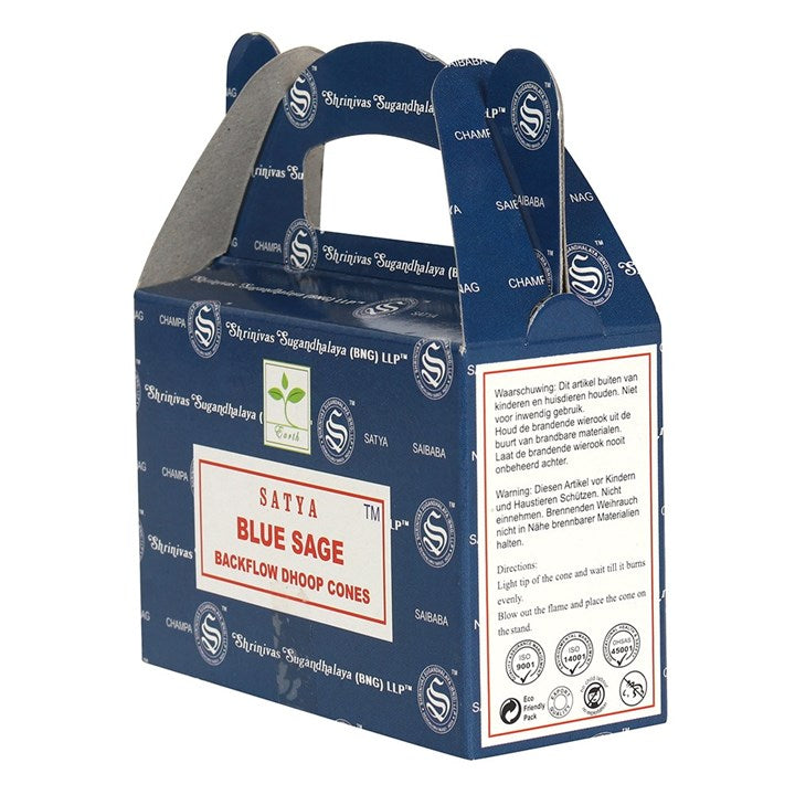 Set of 6 Blue Sage Backflow Incense Dhoop Cones by Satya