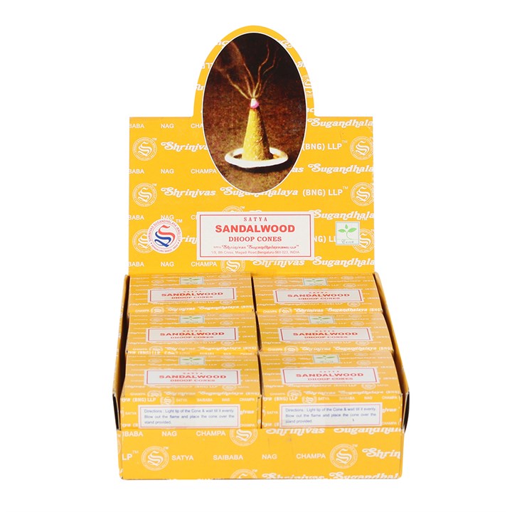 Set of 12 Sandal Wood Dhoop Incense Cones by Satya