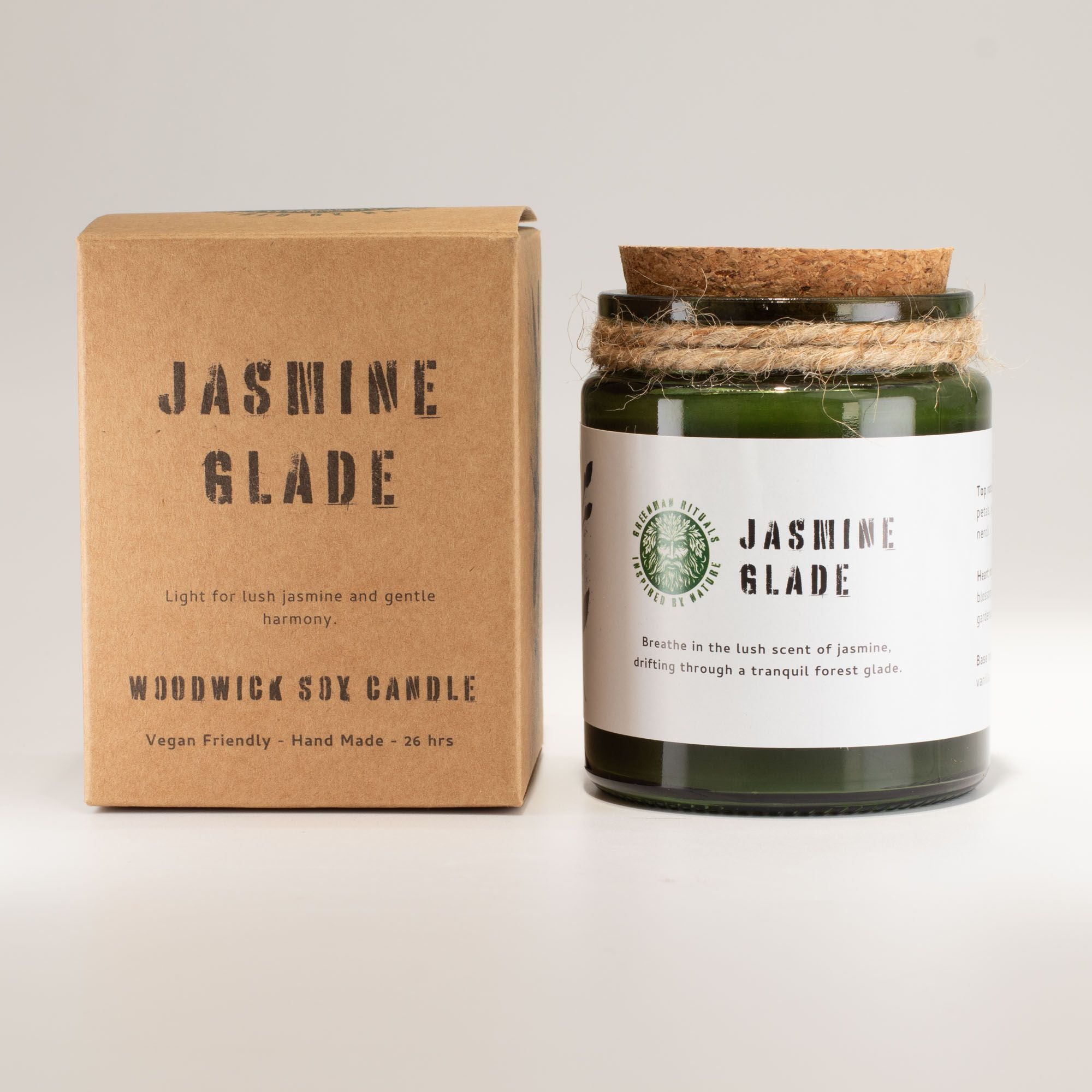 Greenman Woodwick Soy Candle - Jasmine Glade