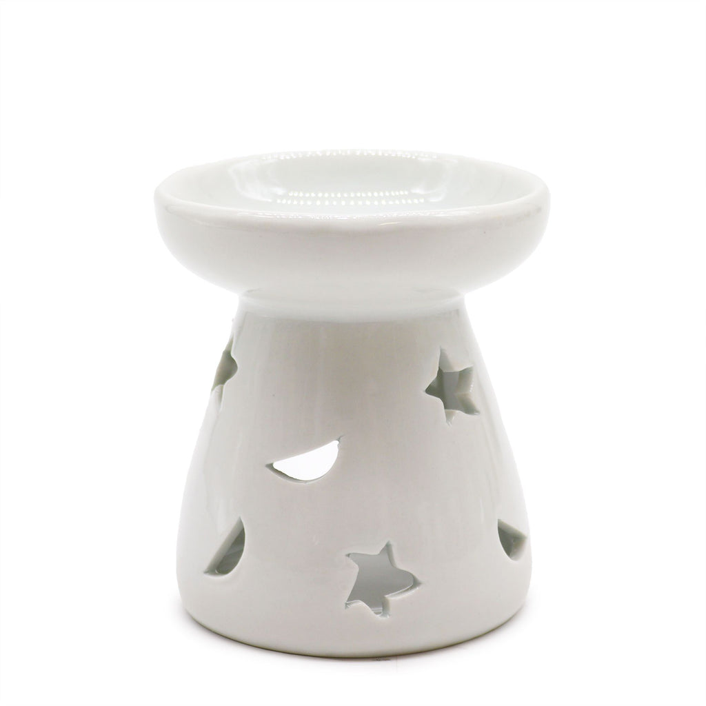 Classic White Oil Burner - Moon & Star