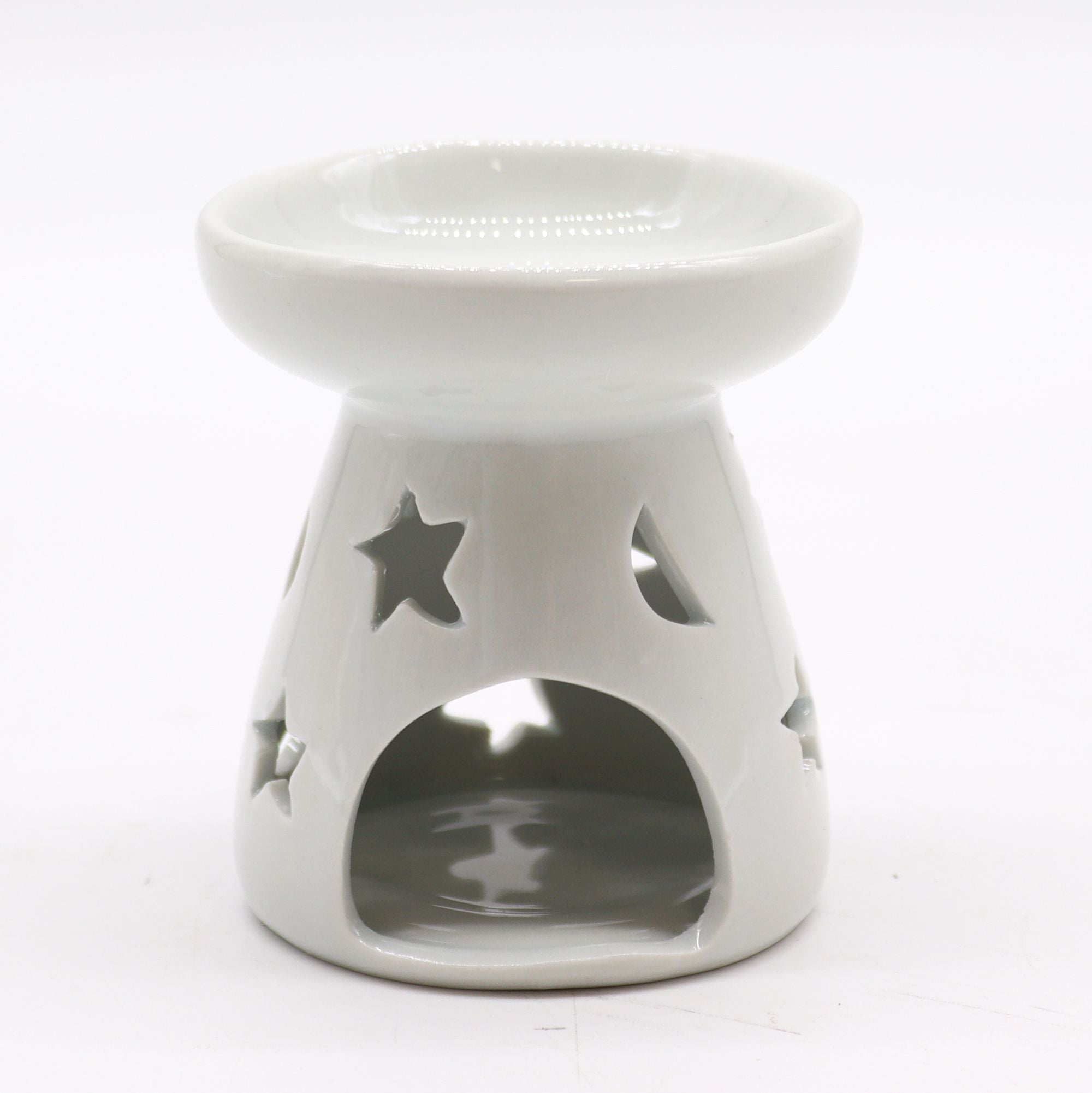 Classic White Oil Burner - Moon & Star